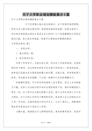 关于大学职业规划模板集合5篇