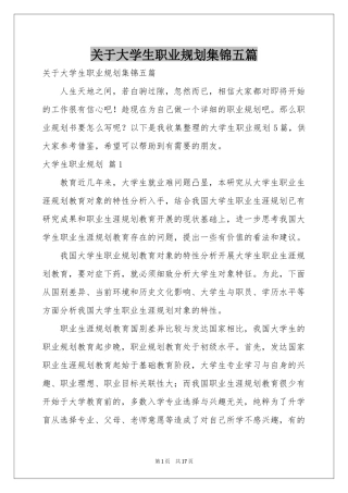 关于大学生职业规划集锦五篇