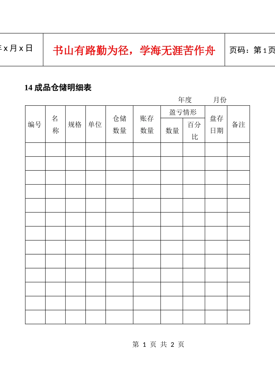14成品仓储明细表_第1页