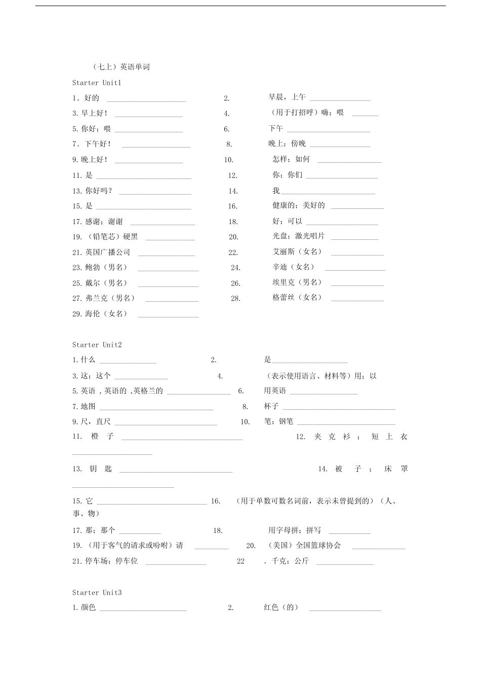 (word完整版)人教版初中英语单词默写表.docx _第1页