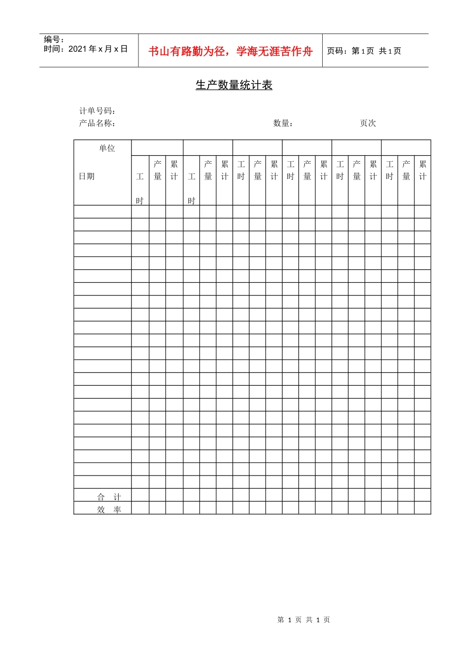 生产数量统计表_第1页