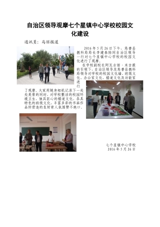 自治区领导观摩七个星镇中心学校校园文化建设