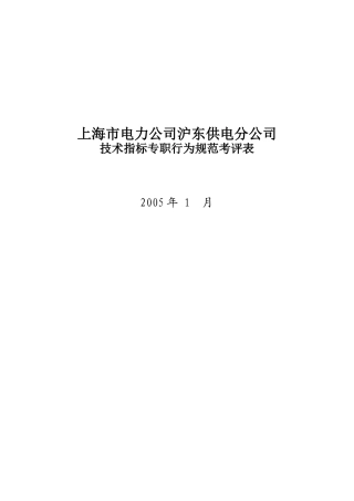 上海市电力公司沪东供电分公司技术指标专职行为规范考评表