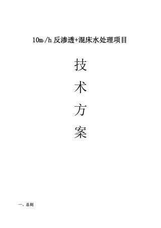 10吨每小时反渗透设计方案