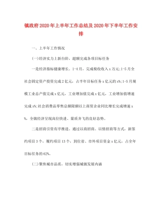 镇政府年上半年工作总结及年下半年工作安排