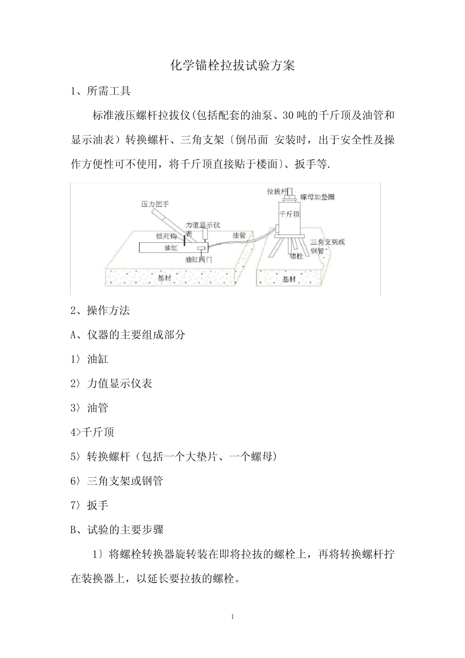 化学螺栓拉拔试验方法 _第1页
