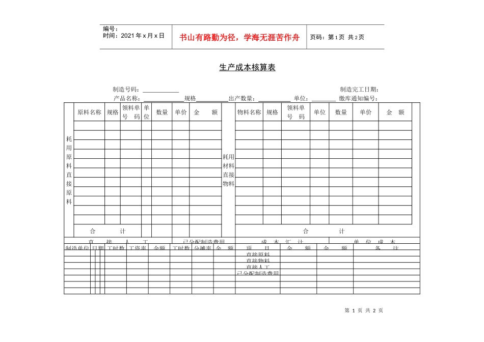 生产成本核算管理表_第1页