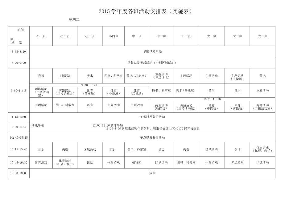 2014学年度各班活动安排表-副本_第2页