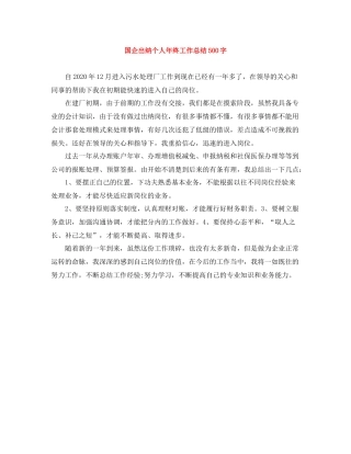 国企出纳个人年终工作总结500字