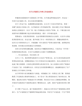 关于公司新员工年终工作总结范文