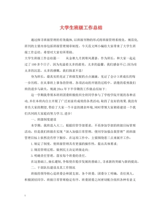 大学生班级工作总结