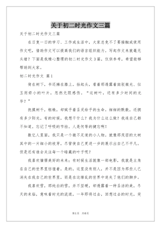 关于初二时光作文三篇