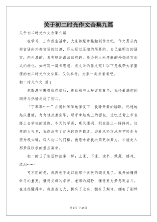 关于初二时光作文合集九篇