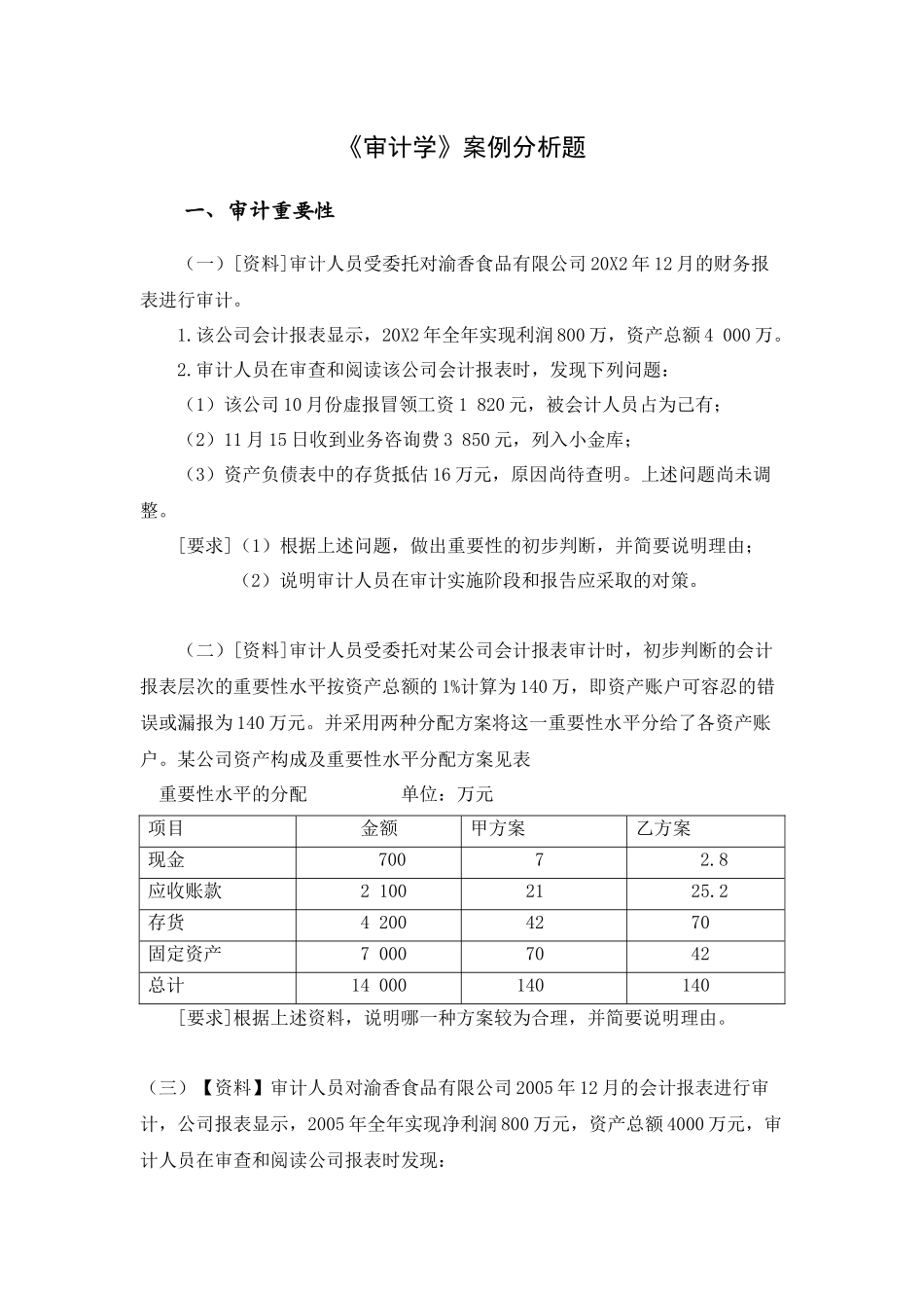 审计学案例分析题_第1页