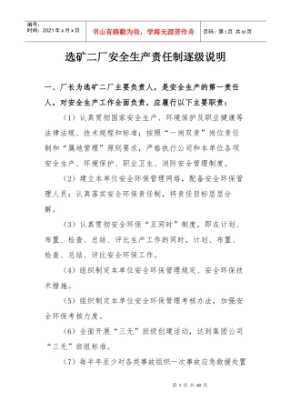 选矿二厂安全生产责任制逐级说明