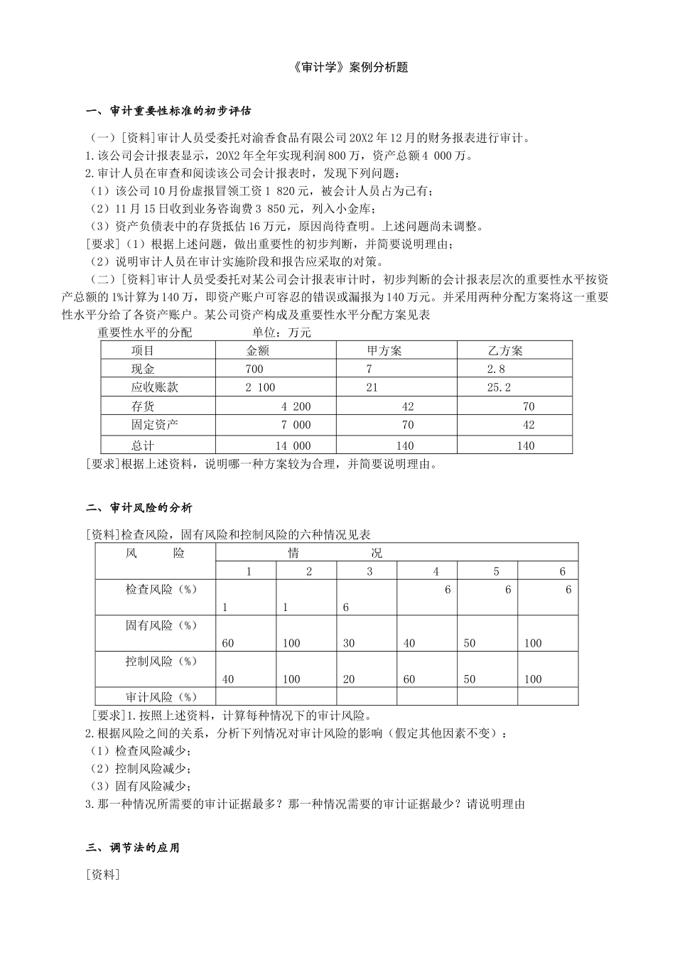 审计学教学案例分析_第1页