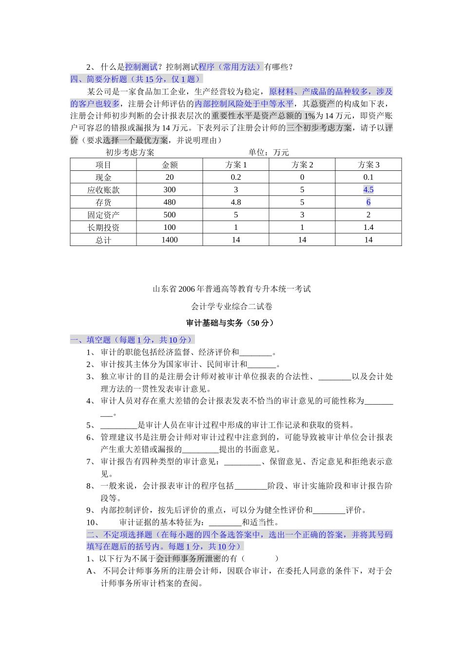 审计基础与实务考试试卷_第3页