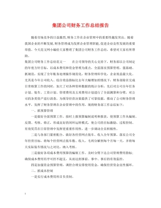 集团公司财务工作总结报告