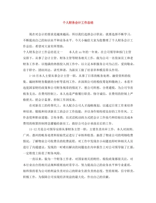 个人财务会计工作总结