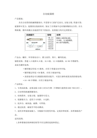 自切后扩化学锚栓文字说明分析 