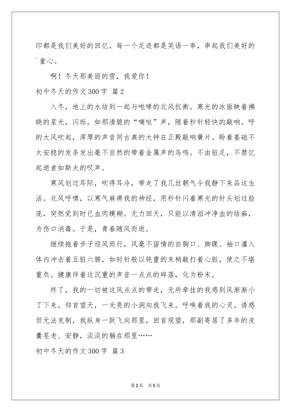 关于初中冬天的作文300字集合5篇_第2页