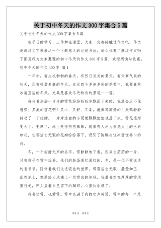 关于初中冬天的作文300字集合5篇