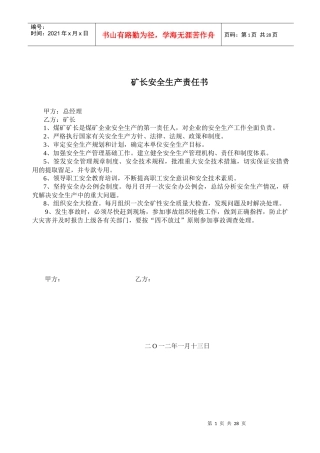 东井田煤矿安全生产责任书(7)