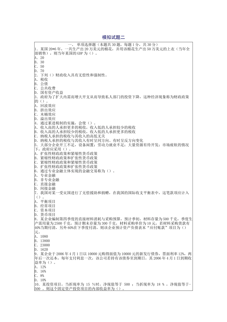 审计专业相关知识模拟试题_第1页
