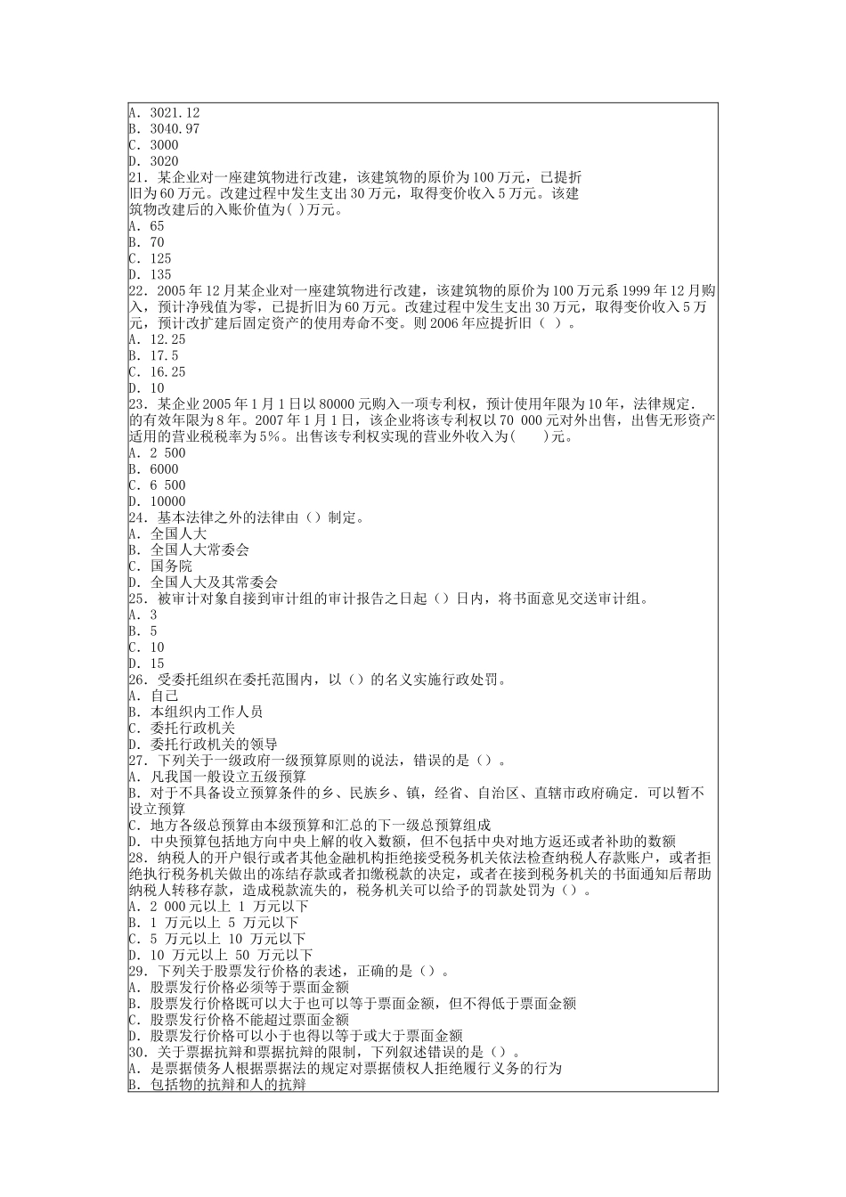 审计专业相关知识模拟试题_第3页