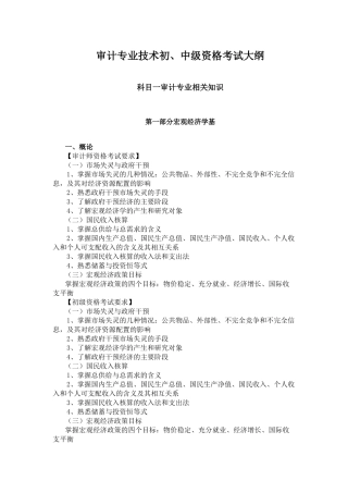 审计专业技术初、中级资格考试大纲
