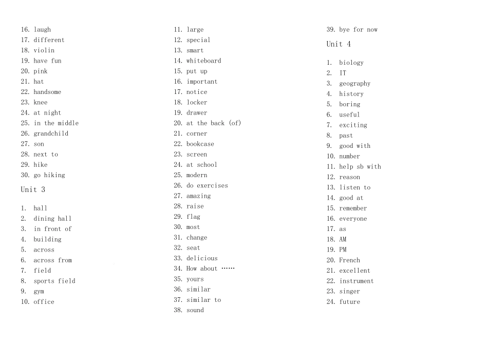 人教版(2024)七年级上册全册单词默写版(英译汉) _第2页