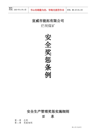 某某煤矿安全生产管理奖惩实施细则