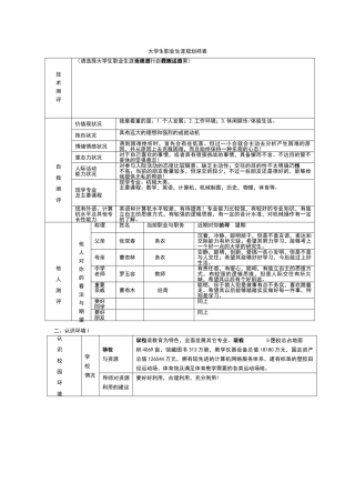 实践指导课二   大学生职业生涯规划样表