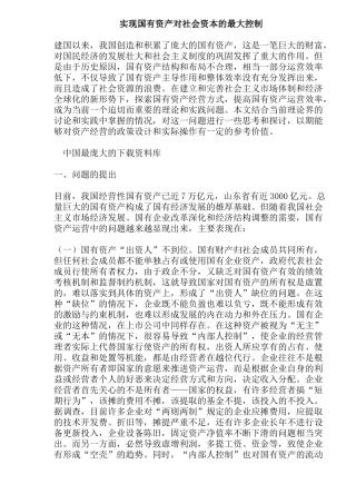 实现国有资产对社会资本的最大控制(17)