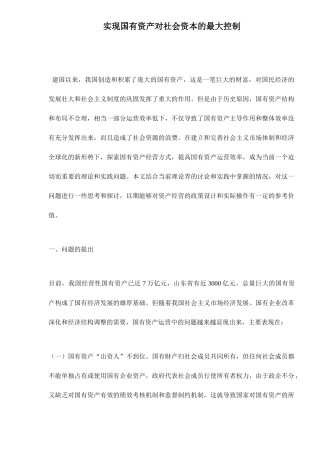 实现国有资产对社会资本的最大控制24
