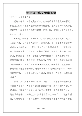 关于初一作文锦集五篇