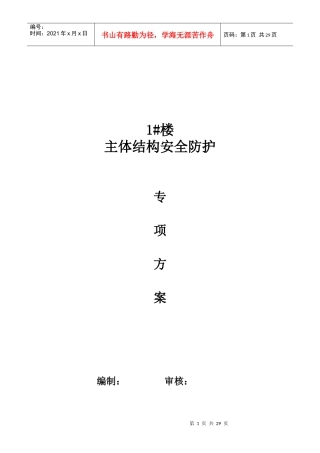1楼主体结构安全防护专项方案