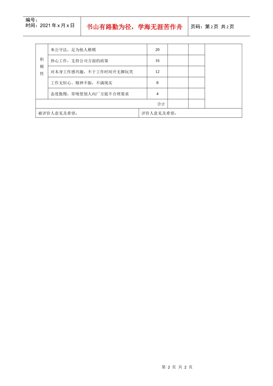 生产制造型企业工程技术员绩效评价表_第2页