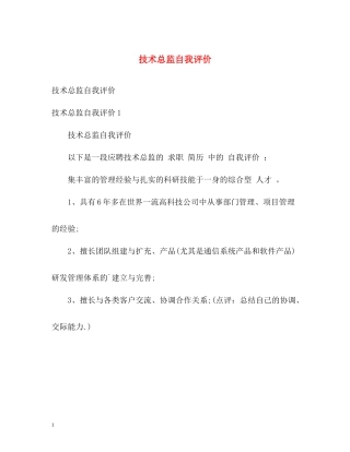技术总监自我评价