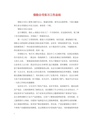 保险公司实习工作总结