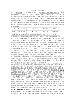 初中地理会考复习提纲