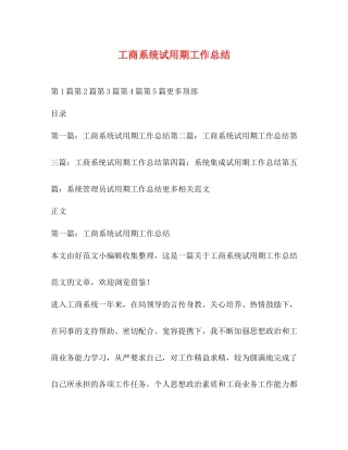 工商系统试用期工作总结