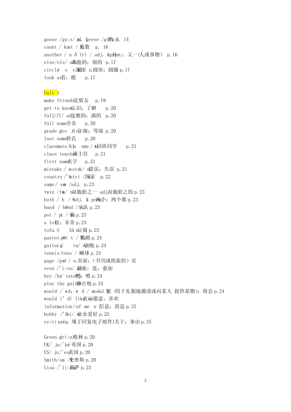 2024人教版初中英语七上各单词含音标(跟教材一致) _第2页