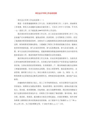 单位会计年终工作总结范例