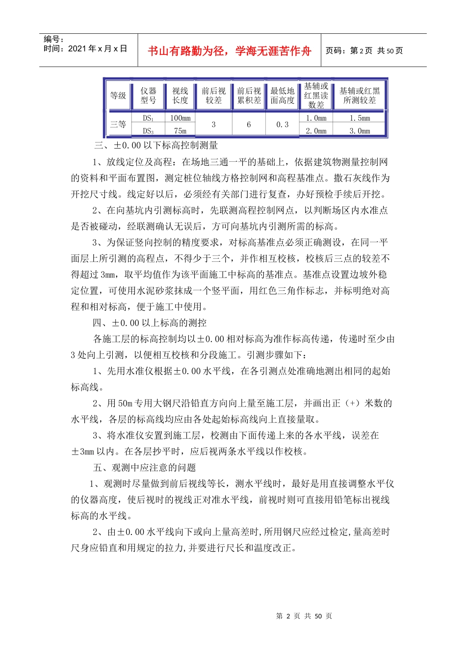 测量放线施工方案与技术措施_第2页