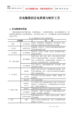 压电陶瓷的压电原理与制作工艺