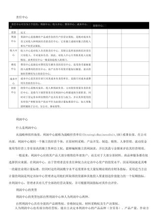 责任中心可分为5个层次-利润中心、收入中心、费用中心、成本中心