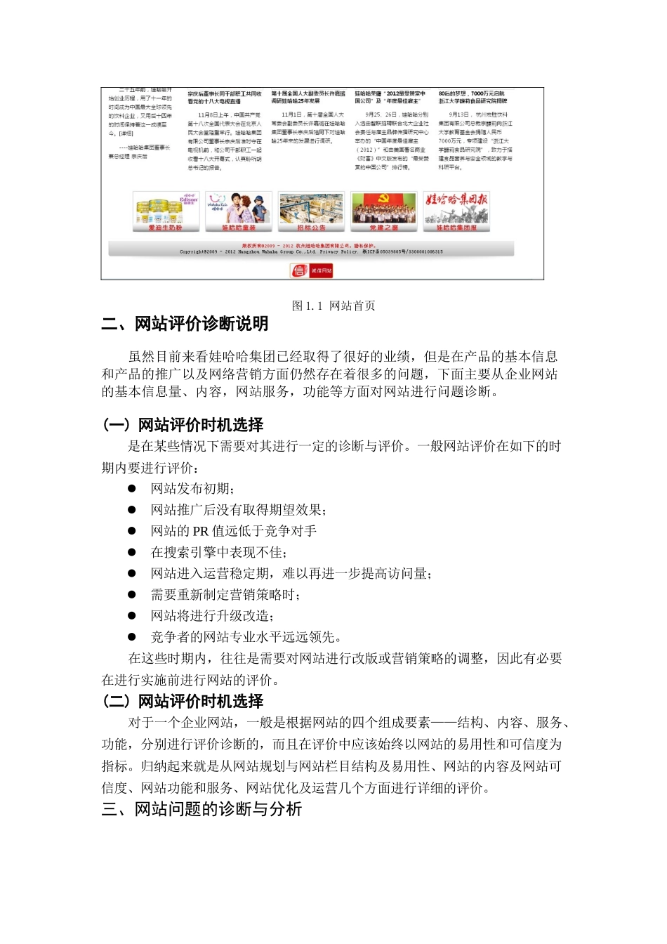 娃哈哈集团网站分析诊断报告_第3页