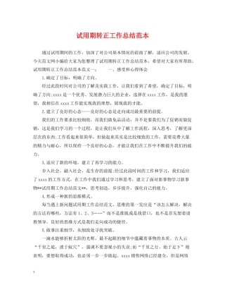 试用期转正工作总结范本