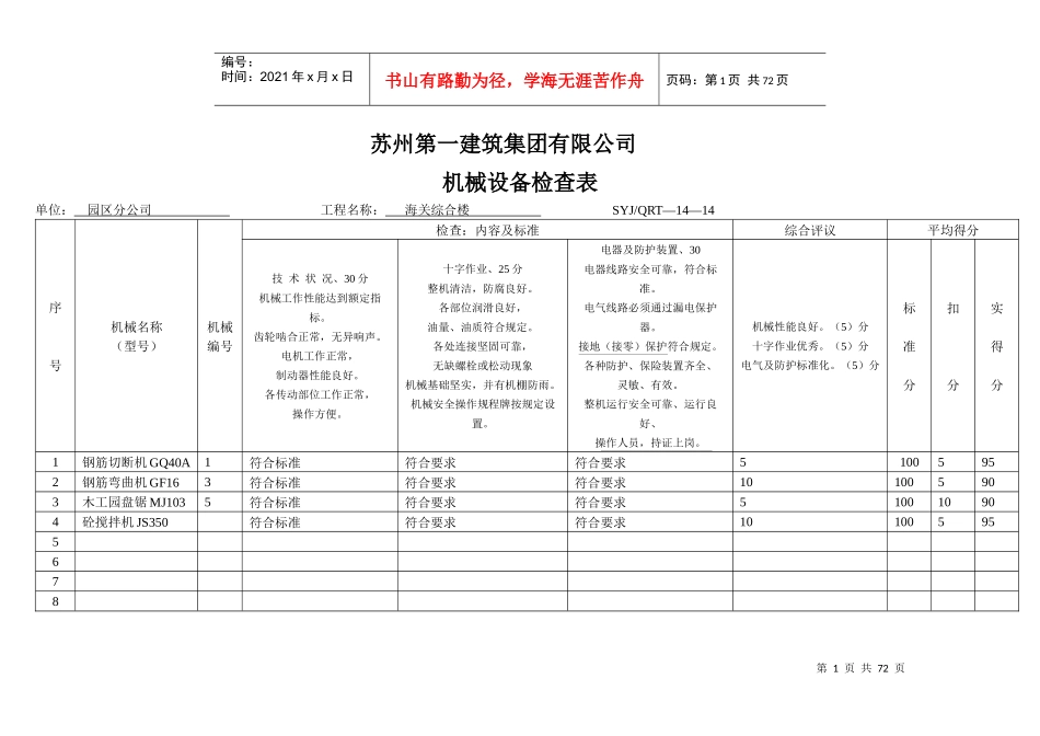 A8设备检查表_第1页